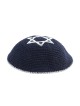Kippa brodée et tricotée avec étoile de David - Choix de couleur