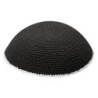 Black Knitted Kippah with White Border