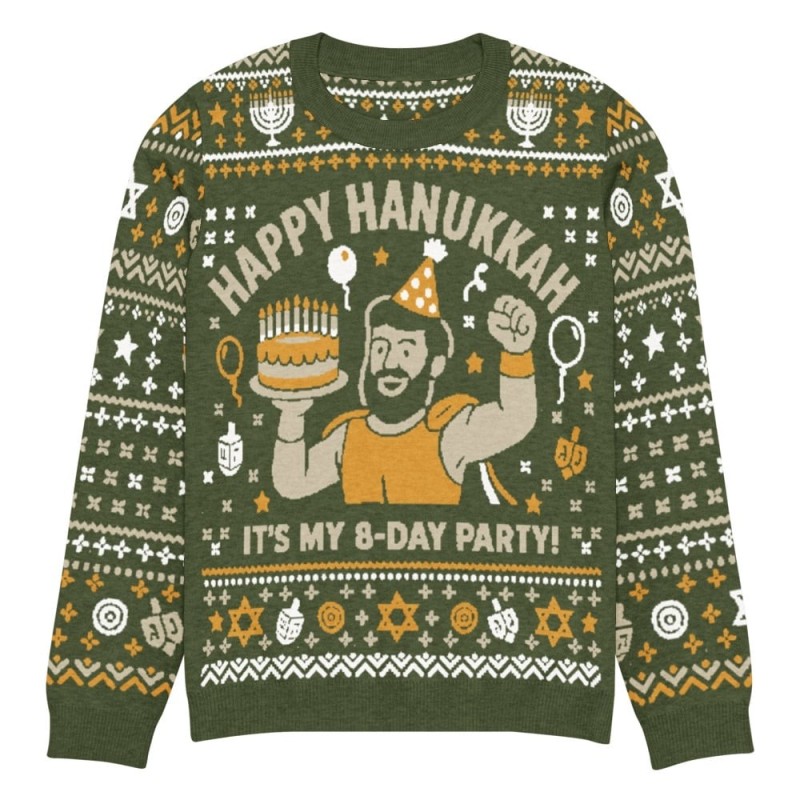 Happy Hanukkah Ugly Sweater - Funny 8-Day Festival Party Design - Gree