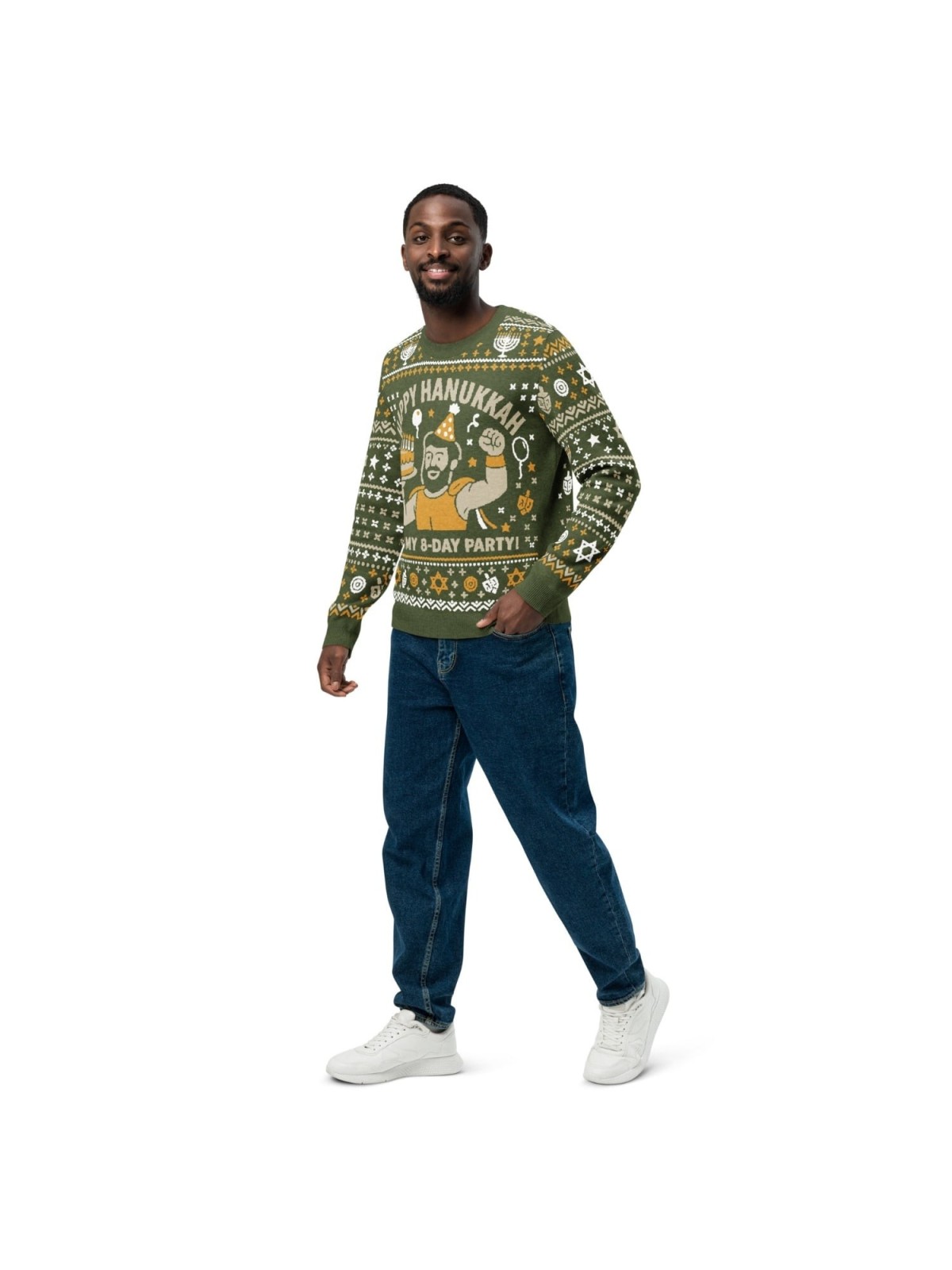 Happy Hanukkah Ugly Sweater - Funny 8-Day Festival Party Design - Gree