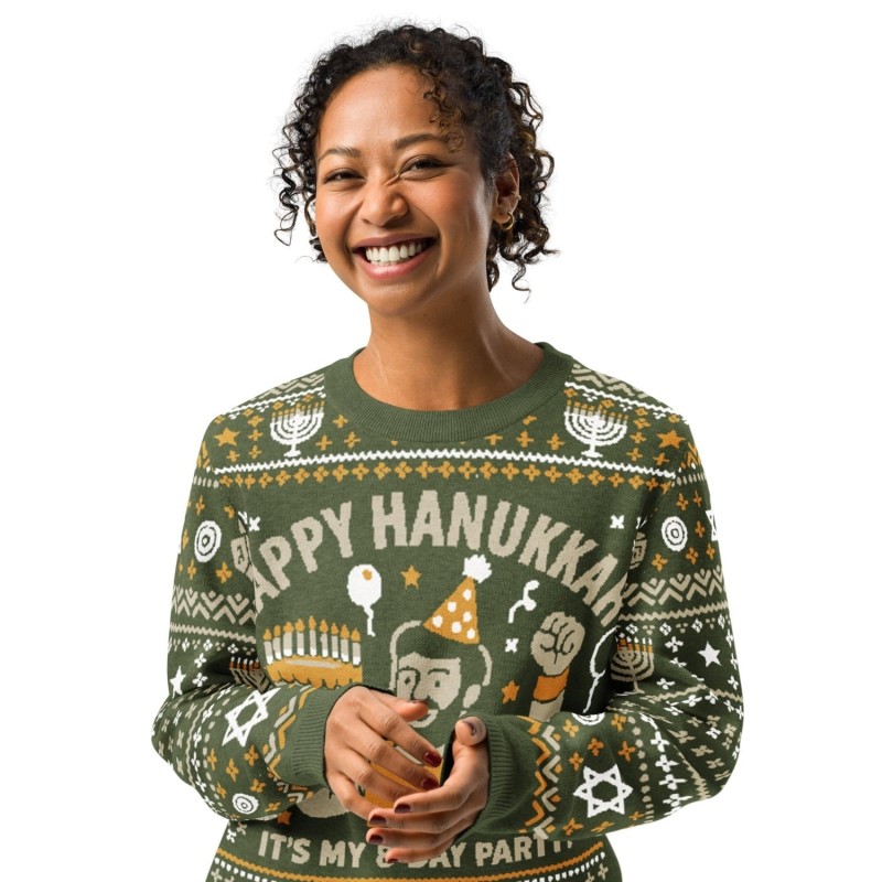Happy Hanukkah Ugly Sweater - Funny 8-Day Festival Party Design - Gree