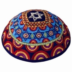 Yair Emanuel Embroidered Silk Kippah - Stars of David