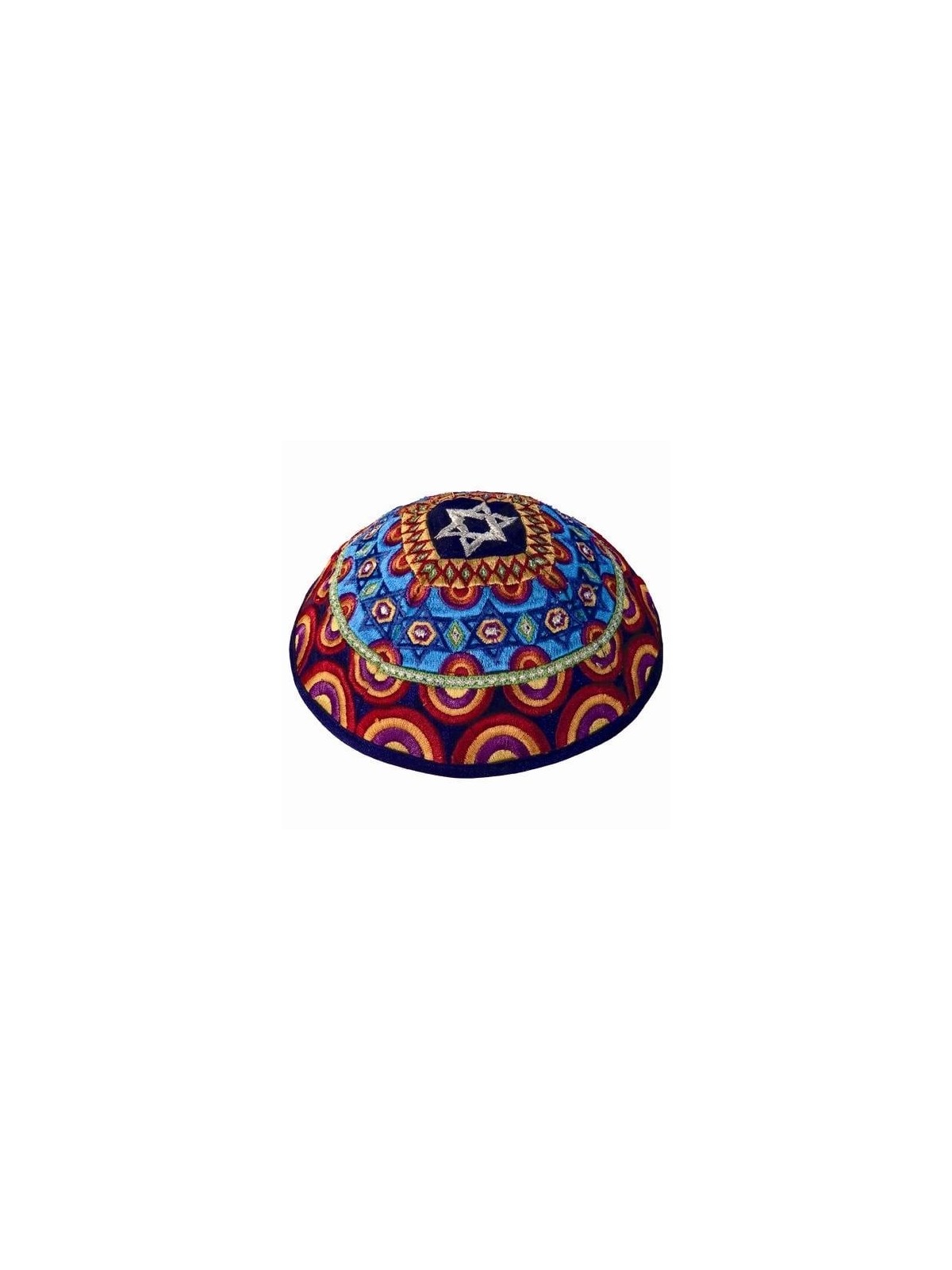 Kippa en Soie Brodée Yair Emanuel - Etoiles de David