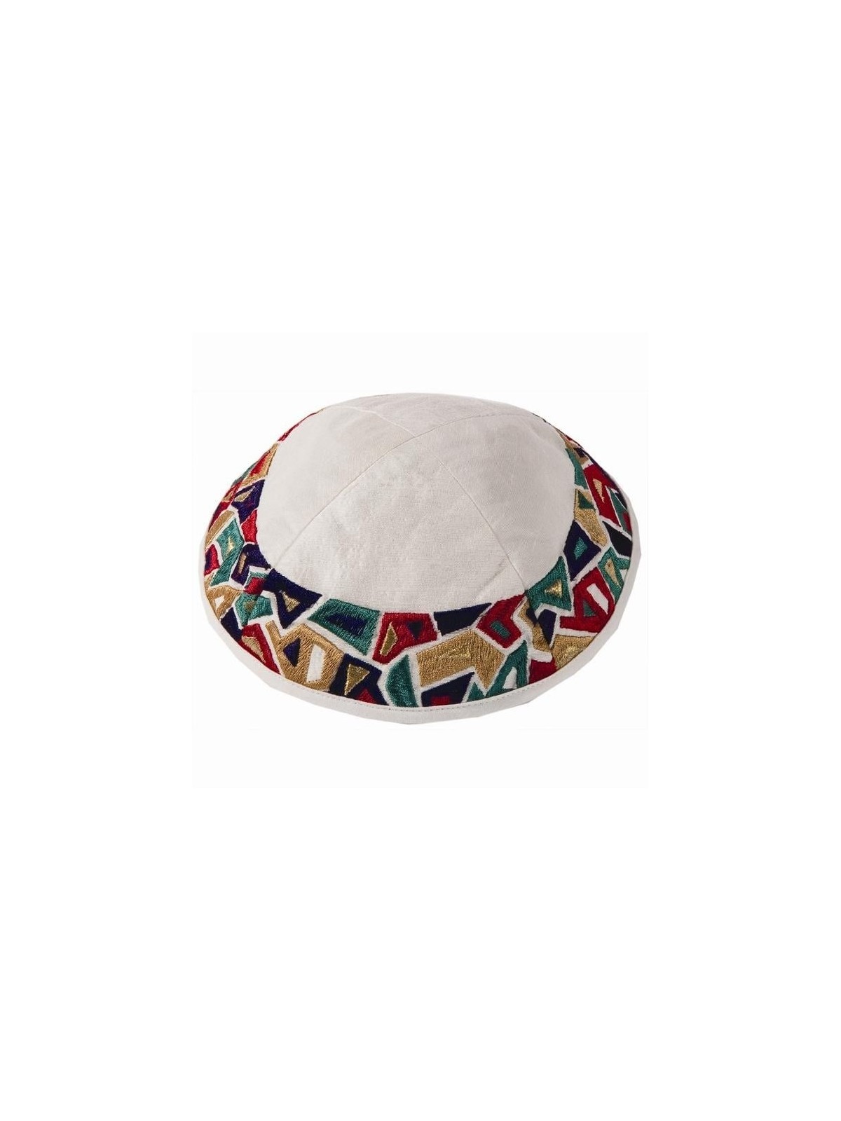 Yair Emanuel Embroidered Silk Kippah - Geometrical