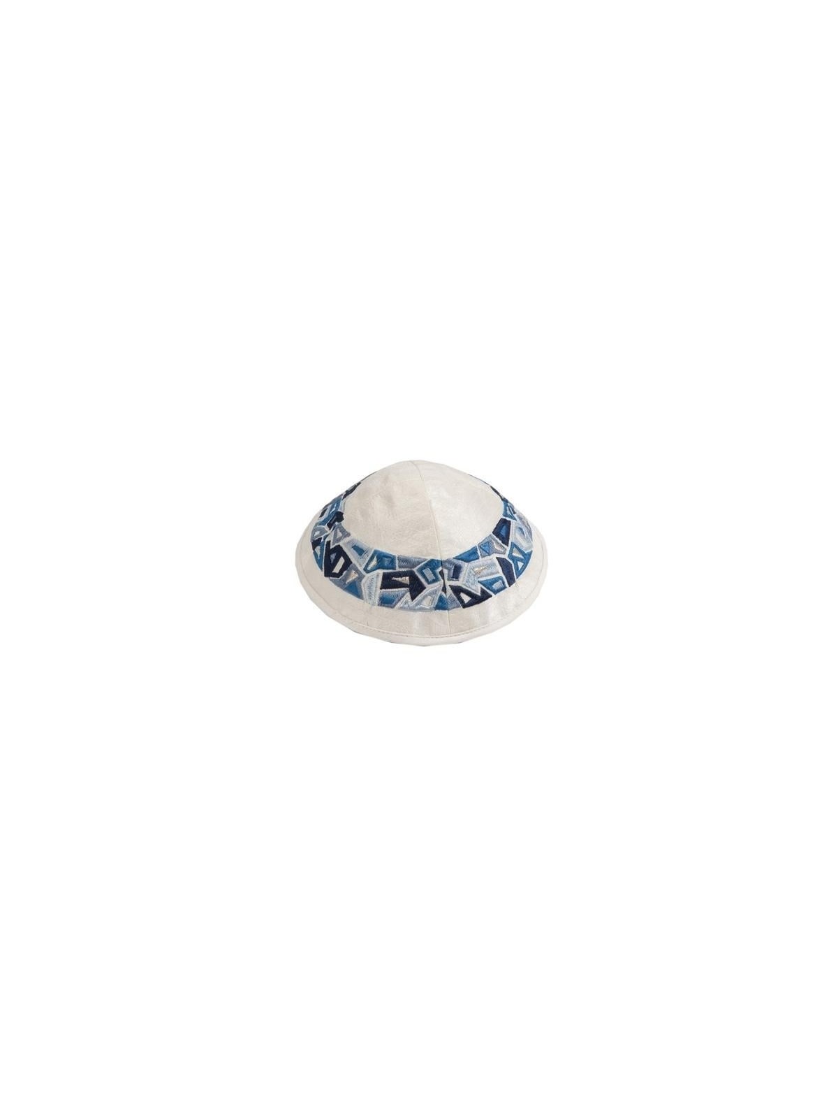 Yair Emanuel Embroidered Silk Kippah - Geometrical