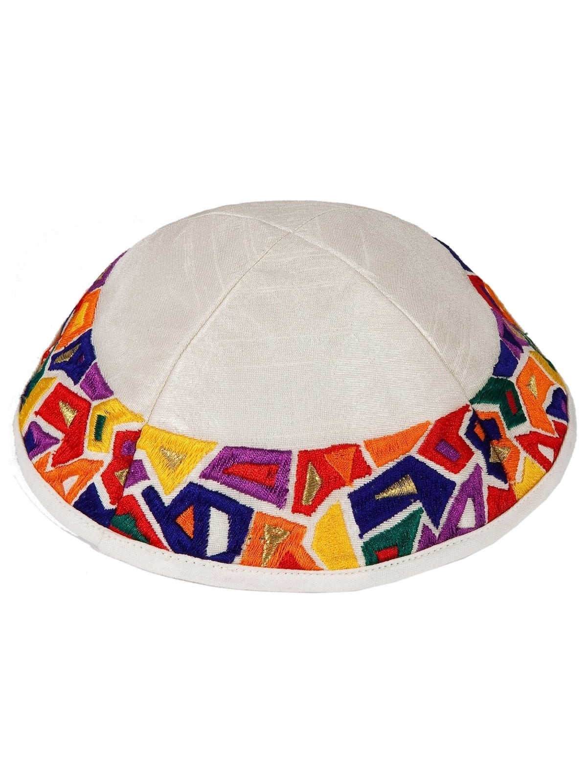 Yair Emanuel Embroidered Silk Kippah - Geometrical