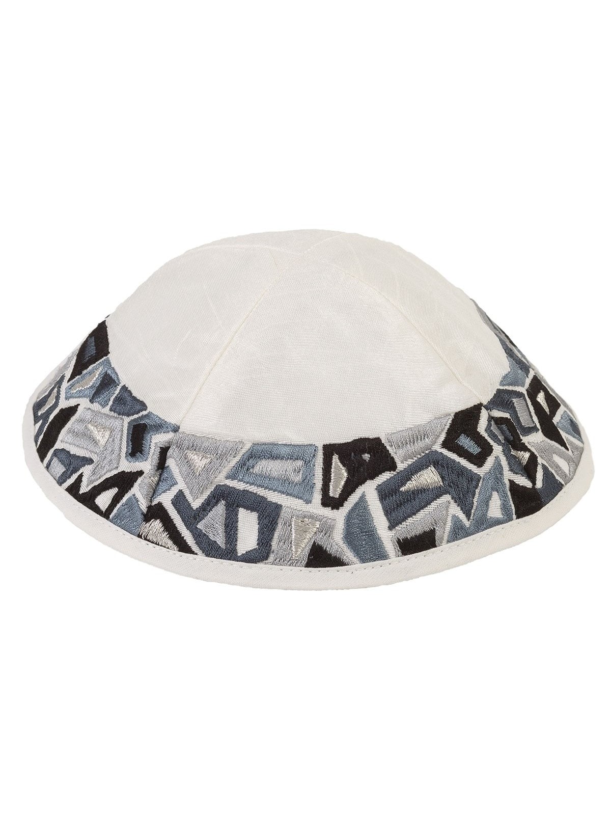 Yair Emanuel Embroidered Silk Kippah - Geometrical