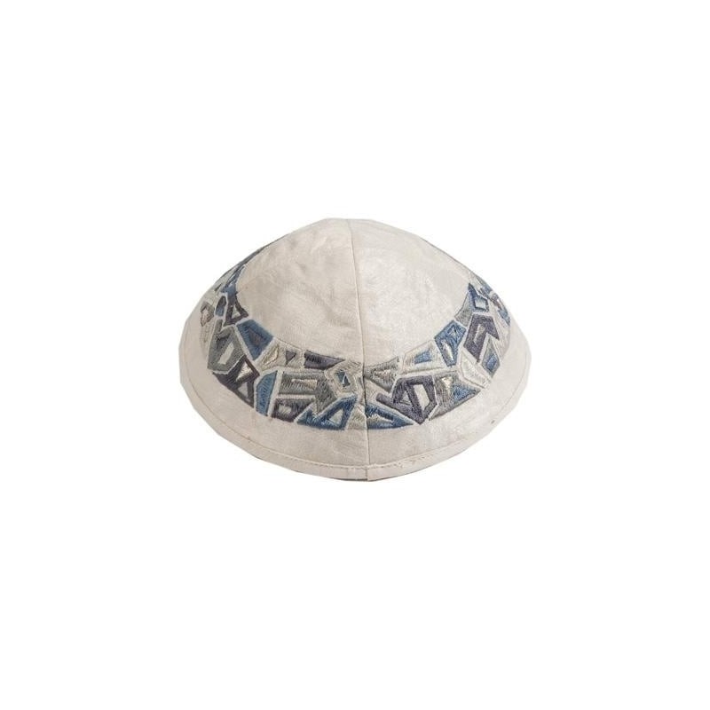 Yair Emanuel Embroidered Silk Kippah - Geometrical