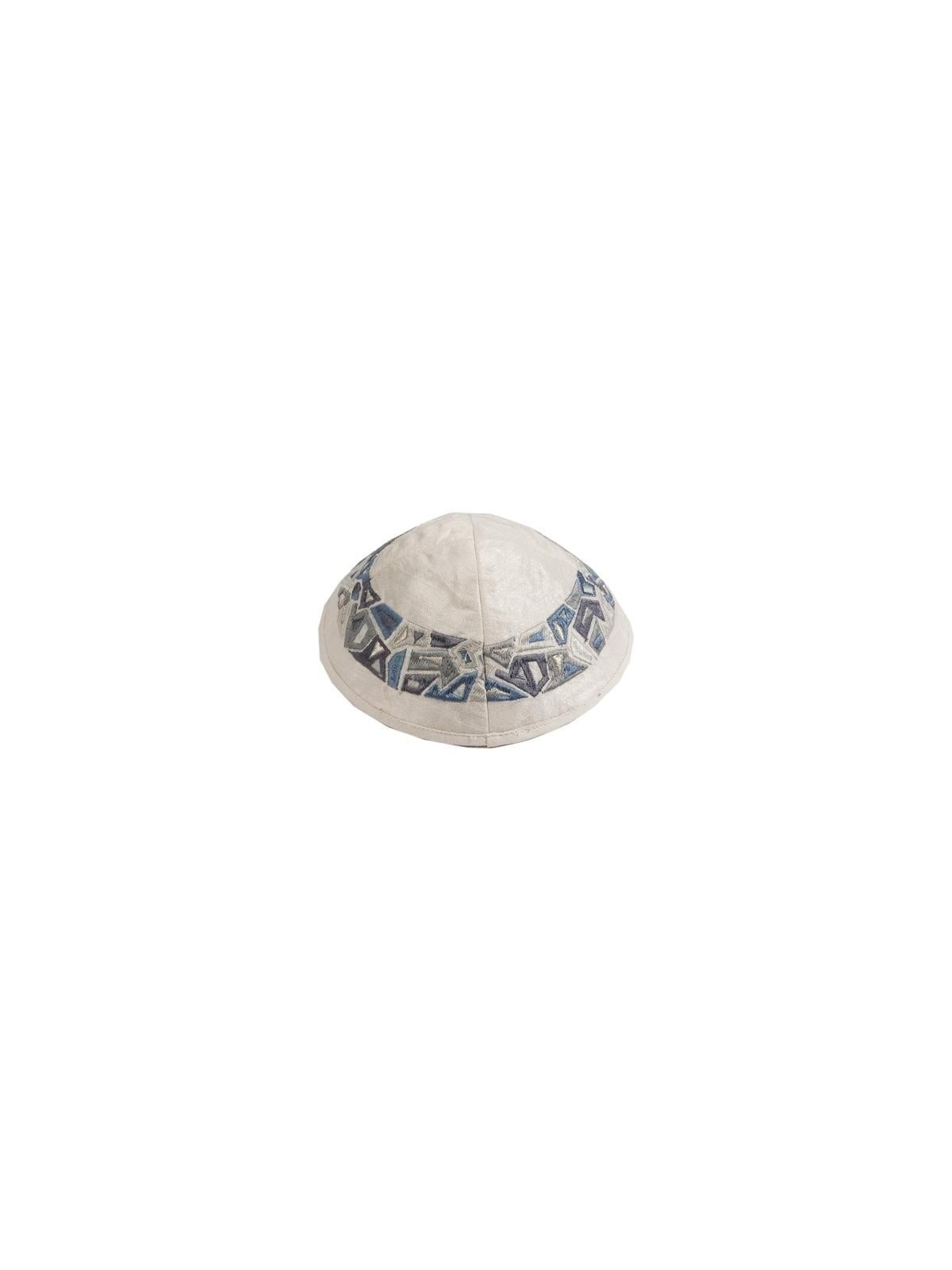 Yair Emanuel Embroidered Silk Kippah - Geometrical