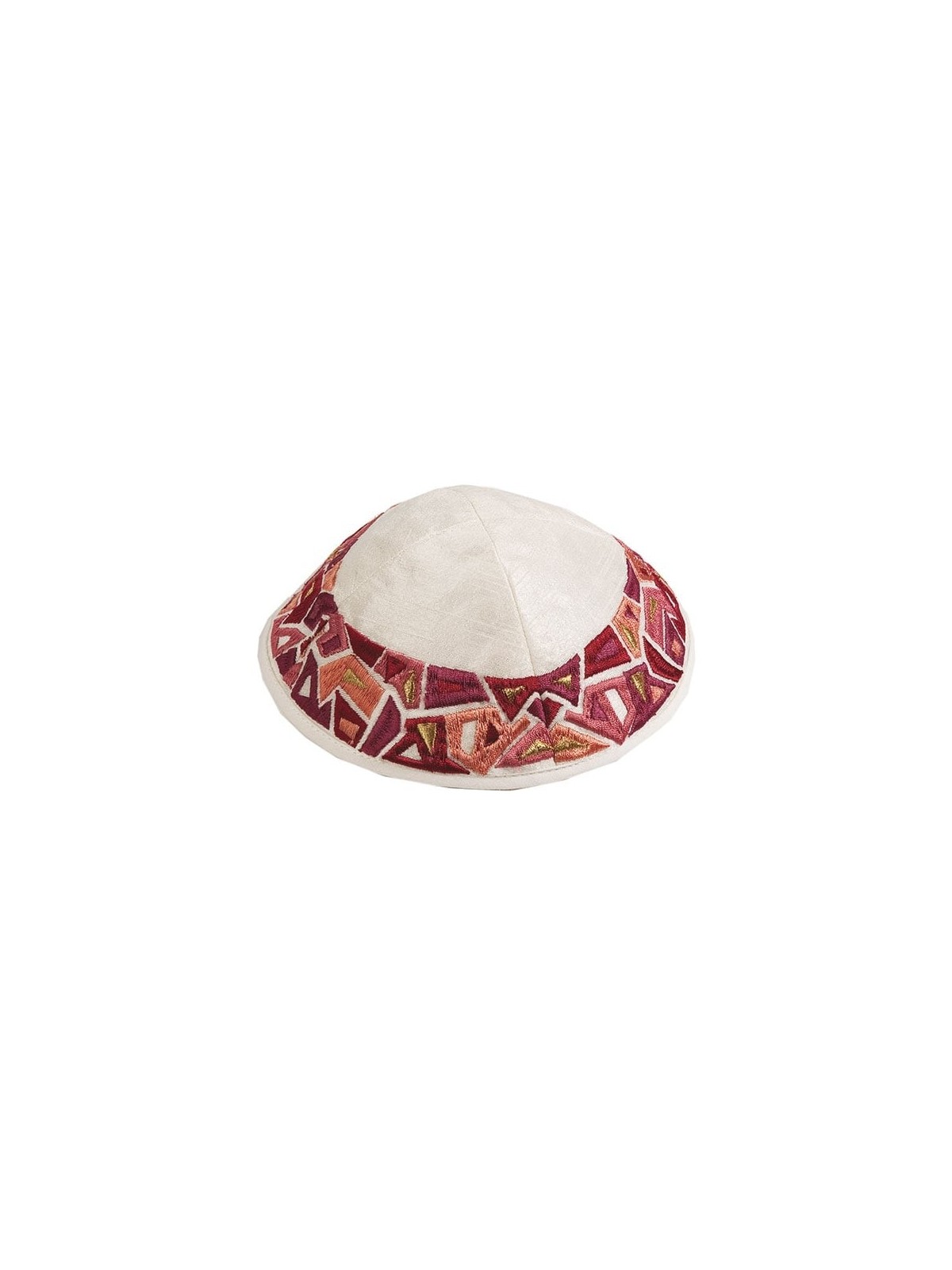 Yair Emanuel Embroidered Silk Kippah - Geometrical