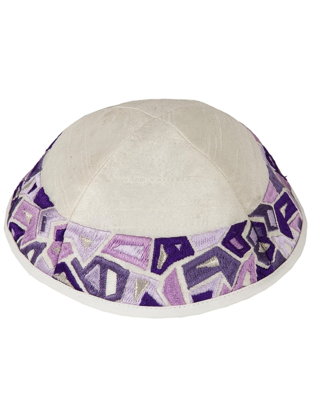 Kippa en Soie Brodée Yair Emanuel - Géométrique