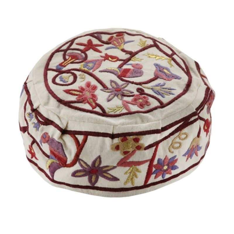 Yair Emanuel Embroidered Hat - Floral Nature Pattern