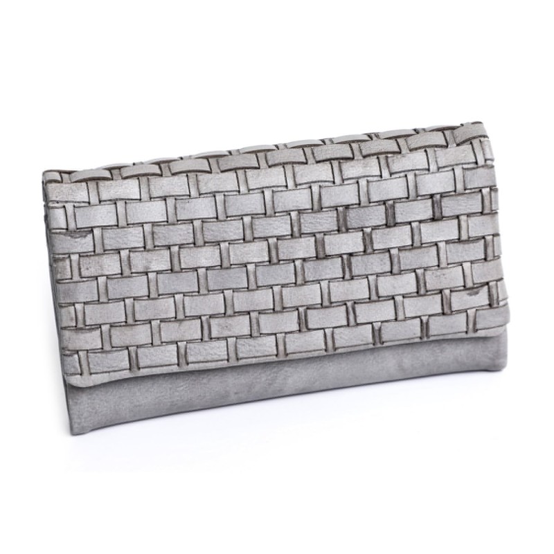 Portefeuille en cuir véritable pour femme avec motif de style tissé