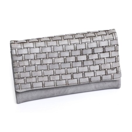 Portefeuille en cuir véritable pour femme avec motif de style tissé