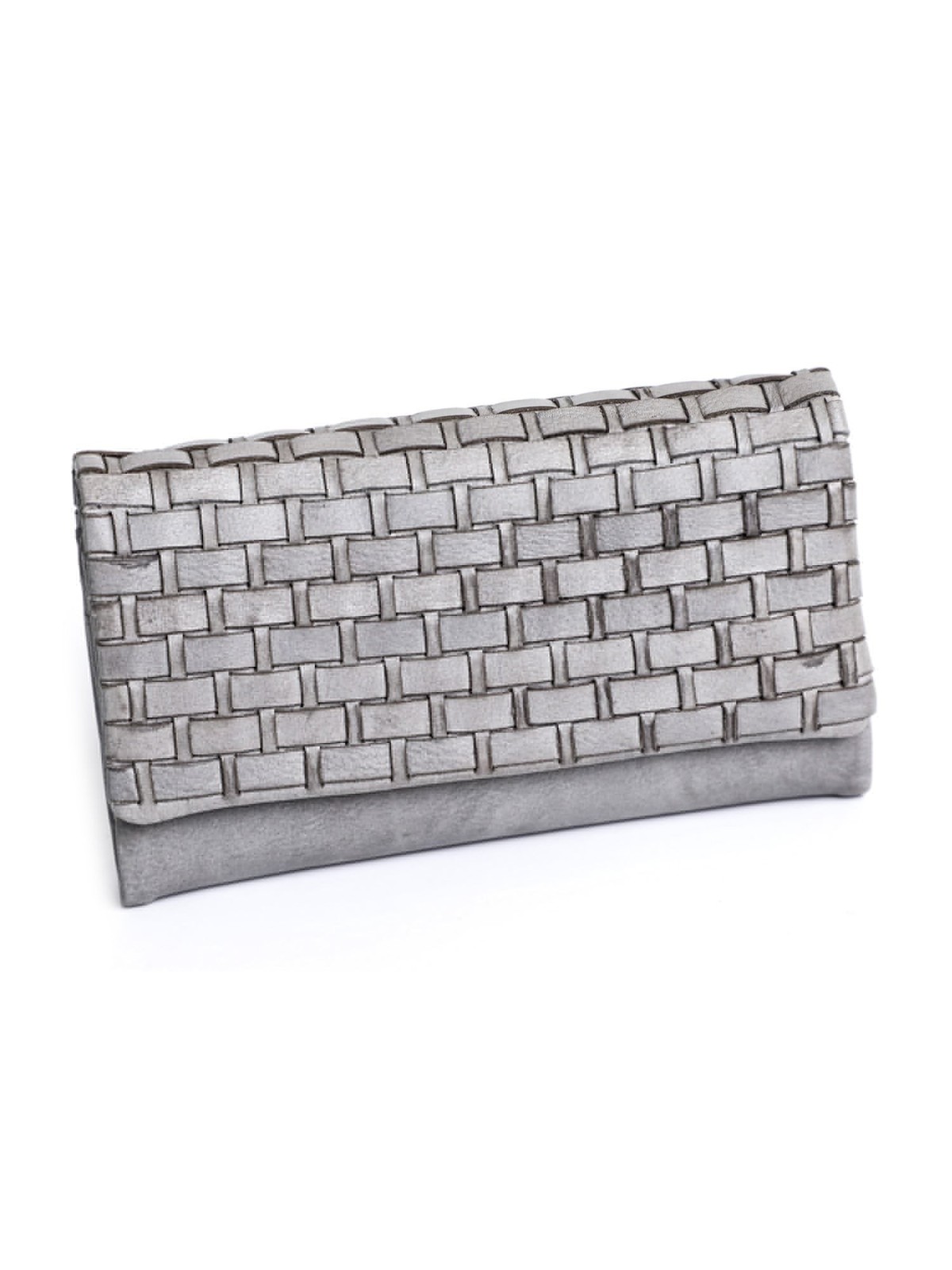 Portefeuille en cuir véritable pour femme avec motif de style tissé