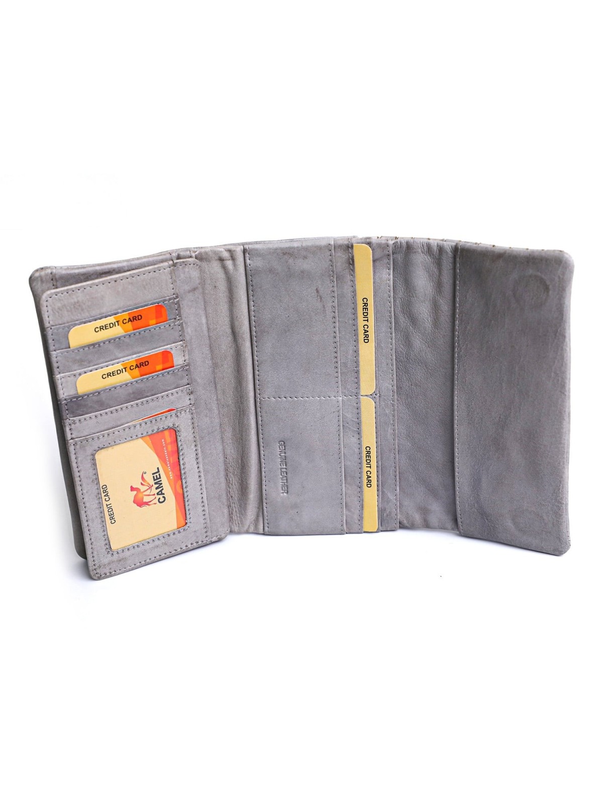 Portefeuille en cuir véritable pour femme avec motif de style tissé
