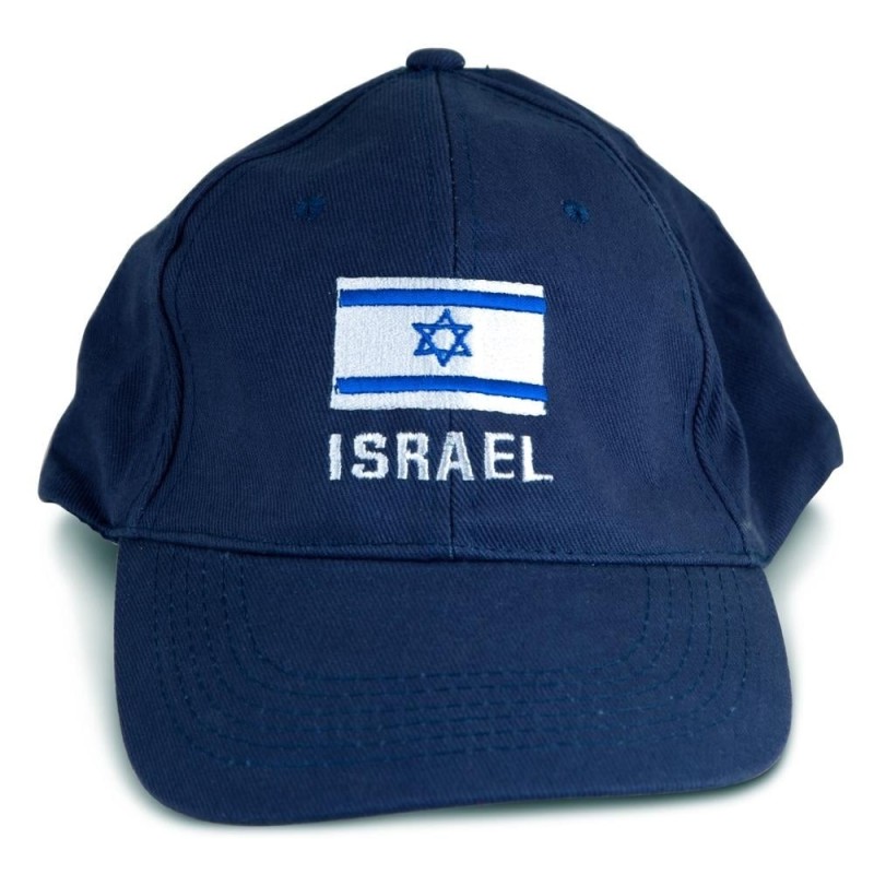 Casquette drapeau d'Israël. Couleur: Bleu Marine