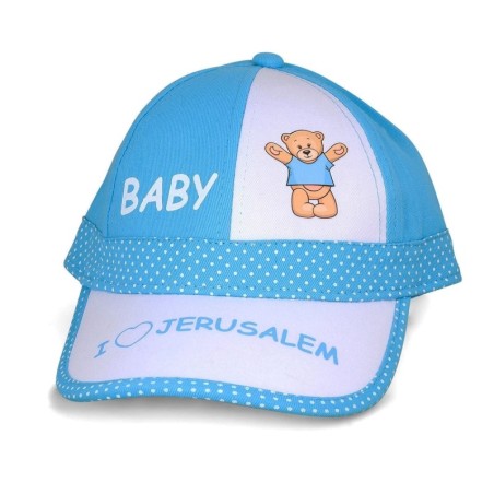 'I Love Jerusalem' Baby Baseball Cap with Teddy Bear