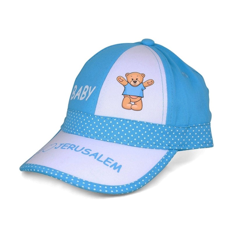 'I Love Jerusalem' Baby Baseball Cap with Teddy Bear