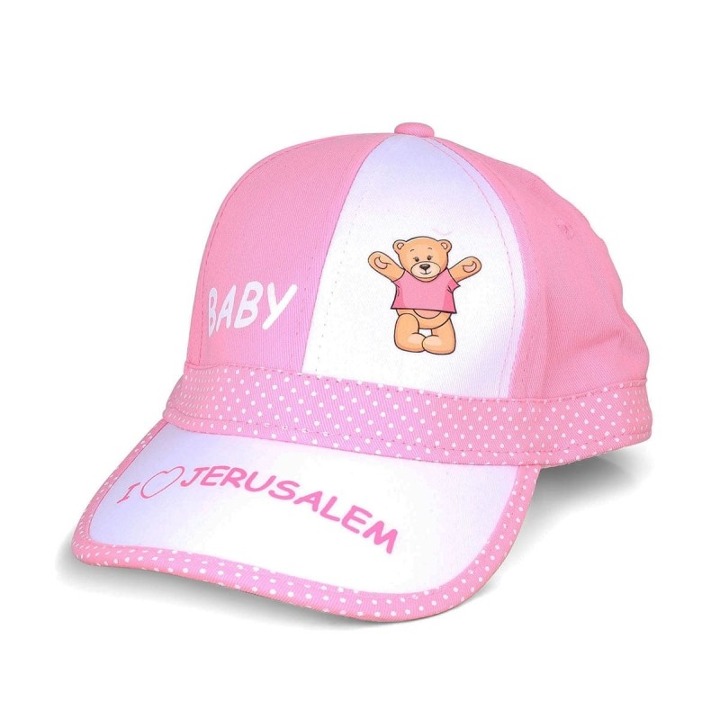 'I Love Jerusalem' Baby Baseball Cap with Teddy Bear