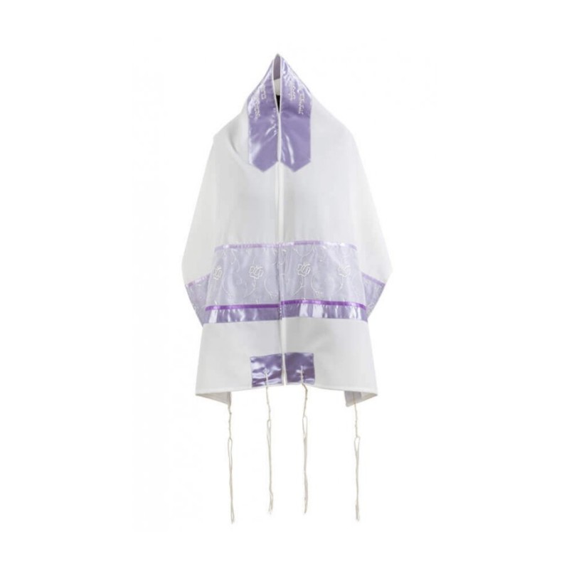 Ronit Gur Purple Insert Flower Design T... | Women Tallit Prayer Shawl