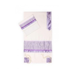 Ronit Gur Purple Insert Flower Design T... | Women Tallit Prayer Shawl