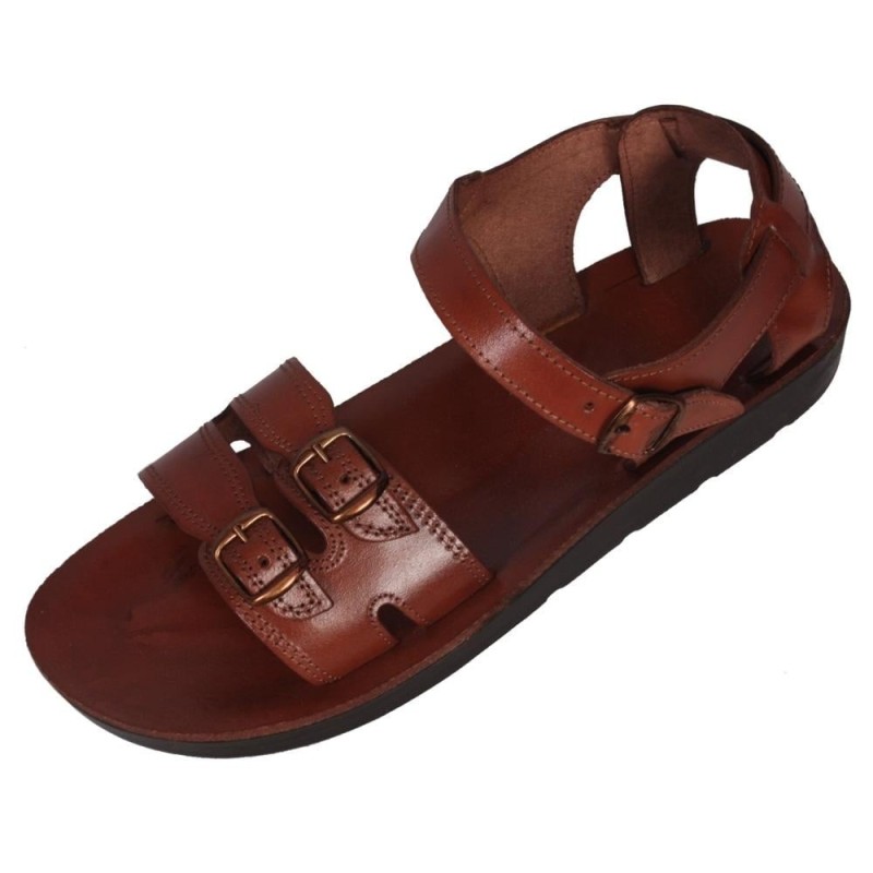 Sandales pour hommes en cuir faites à la main Carmel (marron)