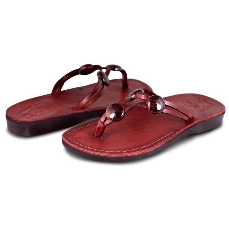 Sandales pour femmes en cuir faites à la main Naomi avec perles. Variété de couleurs