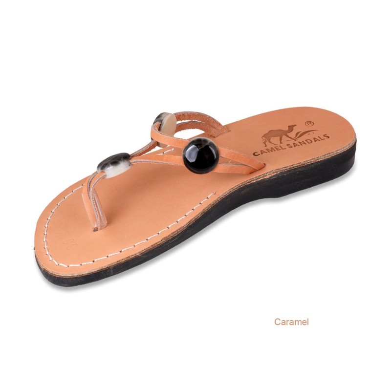 Sandales pour femmes en cuir faites à la main Naomi avec perles. Variété de couleurs
