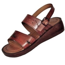 Sandales pour femmes en cuir marron faites à la main Queen Esther