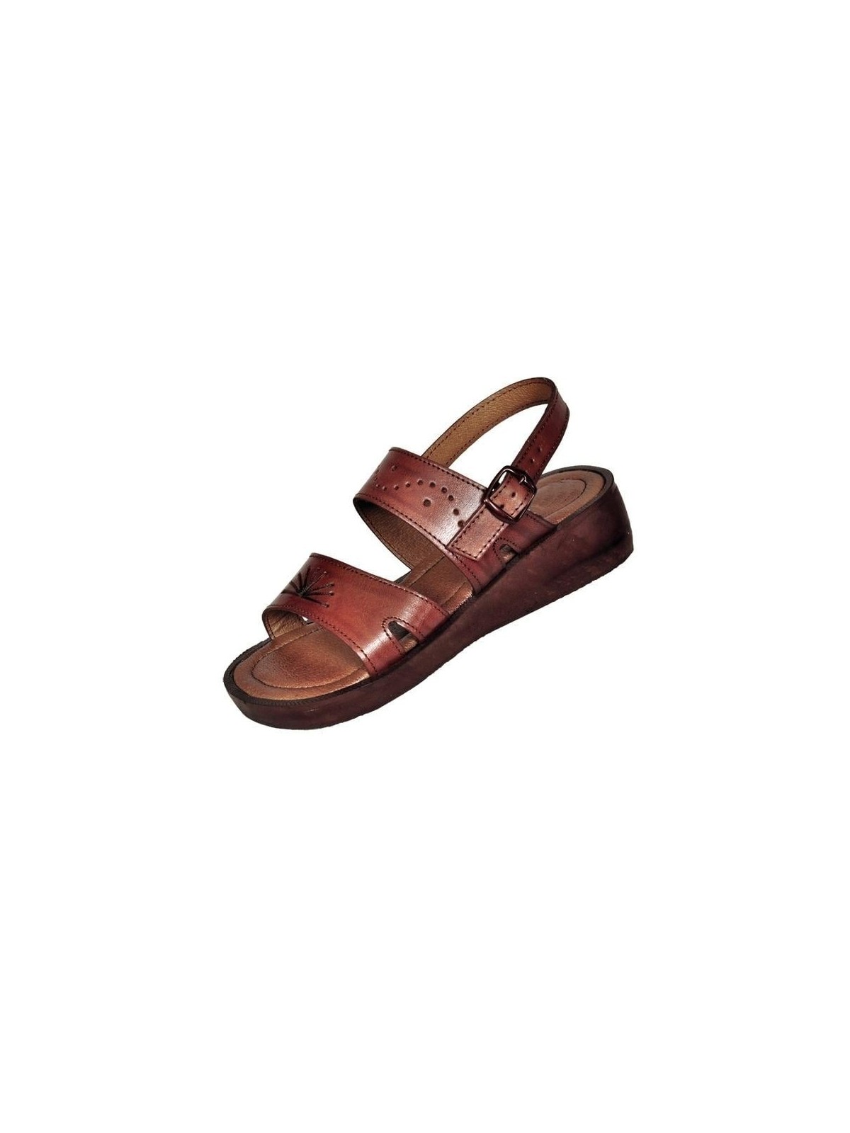 Sandales pour femmes en cuir marron faites à la main Queen Esther