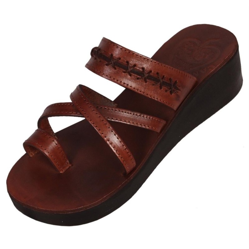 Sandales pour femmes en cuir faites à la main Puah (marron)