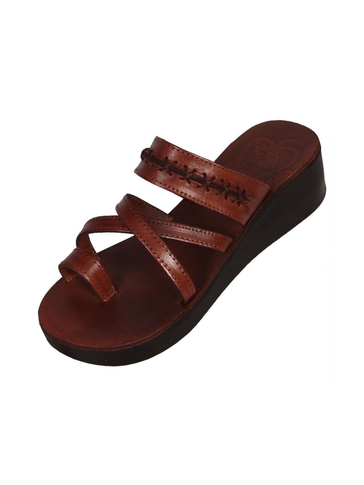 Sandales pour femmes en cuir faites à la main Puah (marron)