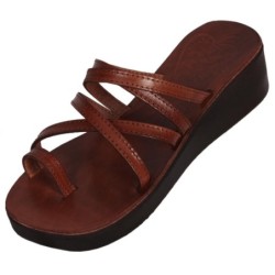 Shifra Handmade Leather Women's Sandals (Brown)