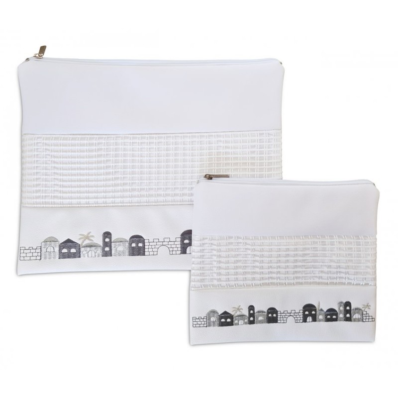 Tallit and Tefillin Bag White Faux Leather ... | Talit & Tefillin Bags