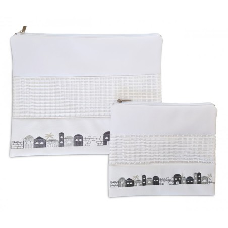 Tallit and Tefillin Bag White Faux Leather ... | Talit & Tefillin Bags