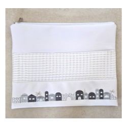 Tallit and Tefillin Bag White Faux Leather ... | Talit & Tefillin Bags