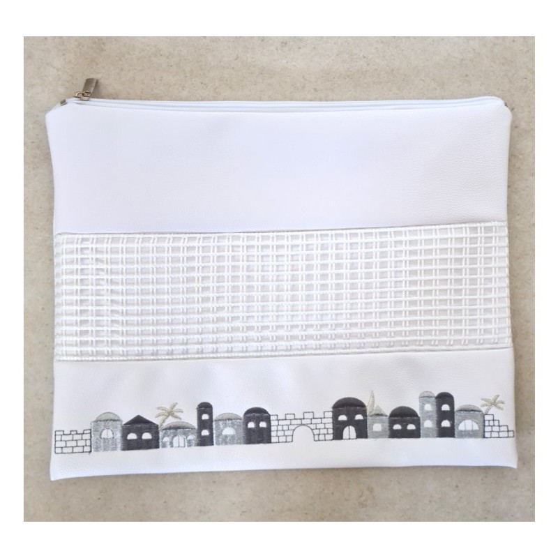 Tallit and Tefillin Bag White Faux Leather ... | Talit & Tefillin Bags