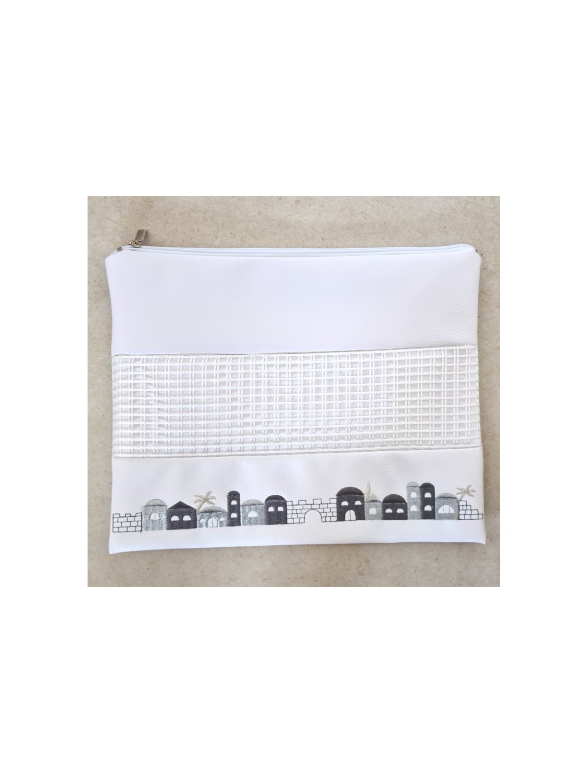 Tallit and Tefillin Bag White Faux Leather ... | Talit & Tefillin Bags