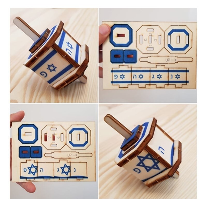 Israeli Flag Dreidel: Do-It-Yourself 3D Puzzle Kit