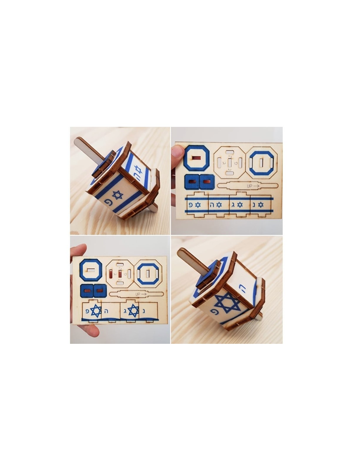 Israeli Flag Dreidel: Do-It-Yourself 3D Puzzle Kit