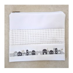 Tallit and Tefillin Bag White Faux Leather ... | Talit & Tefillin Bags