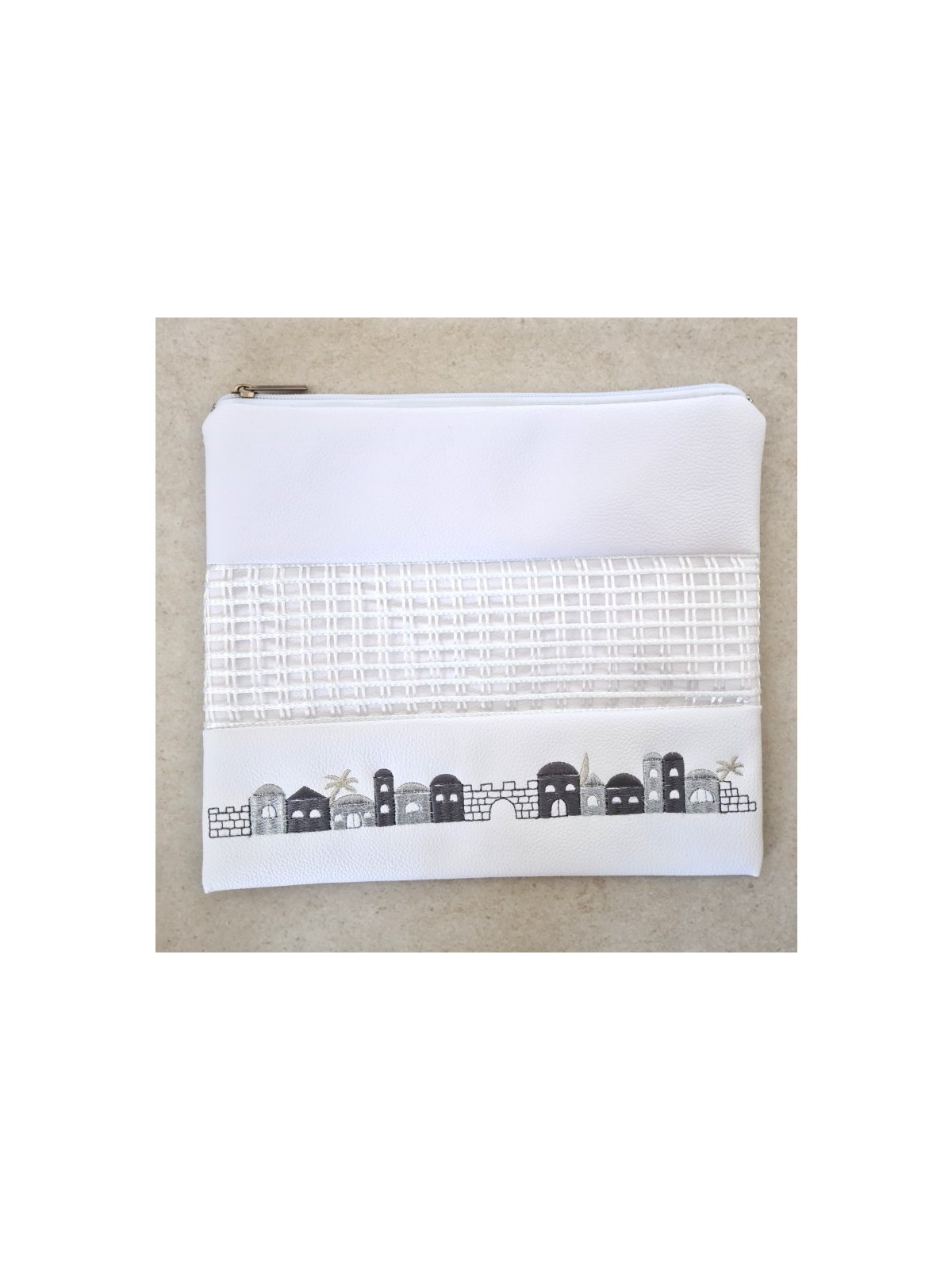 Tallit and Tefillin Bag White Faux Leather ... | Talit & Tefillin Bags