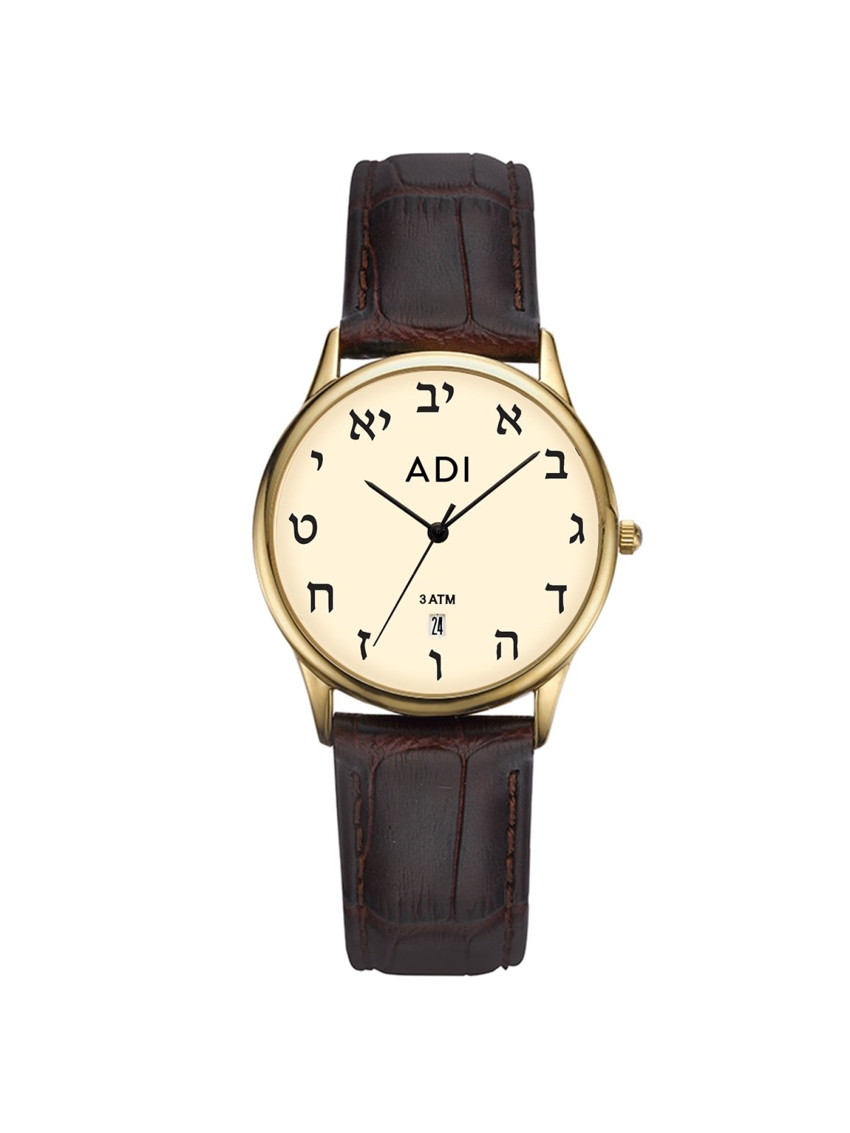 Hebrew Letters Classic Golden Watch by Adi - Unisex
