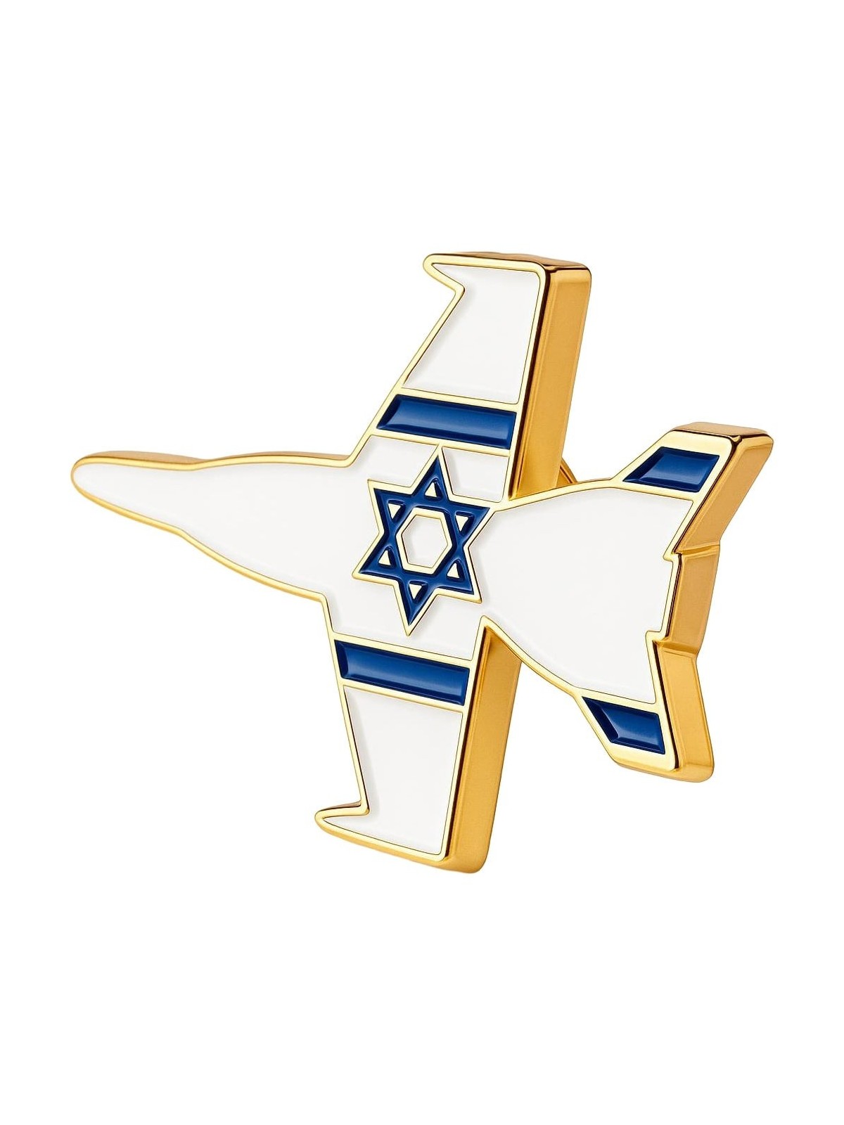 Metal Fighter Jet Lapel Pin with Enamel Israel Flag