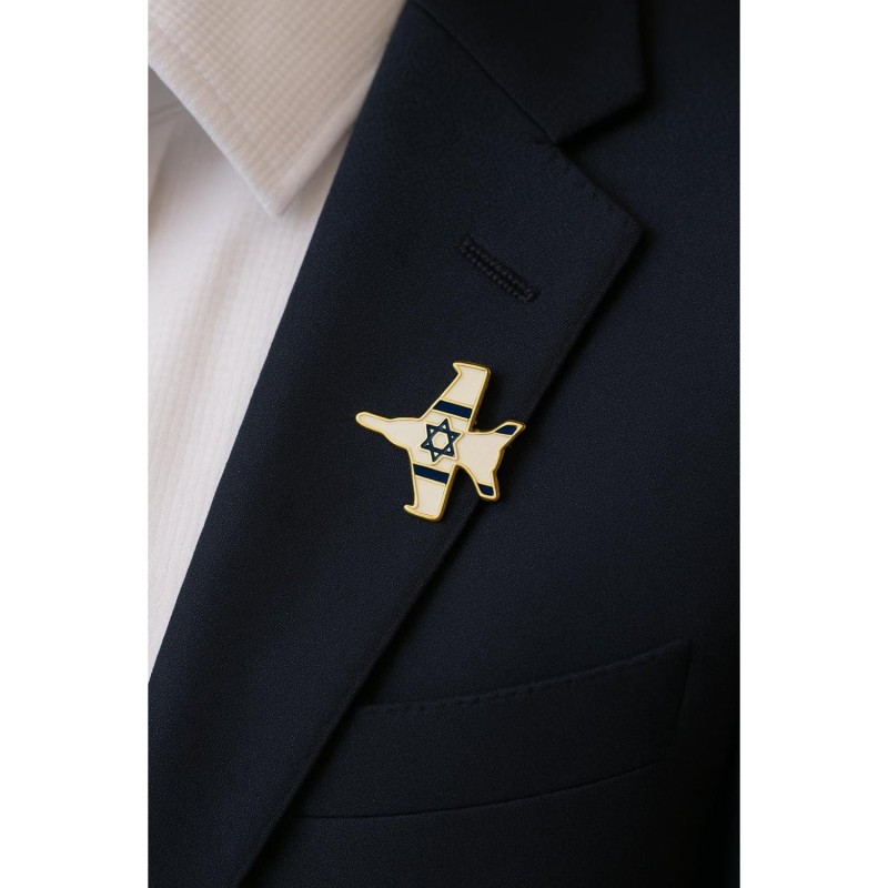 Metal Fighter Jet Lapel Pin with Enamel Israel Flag