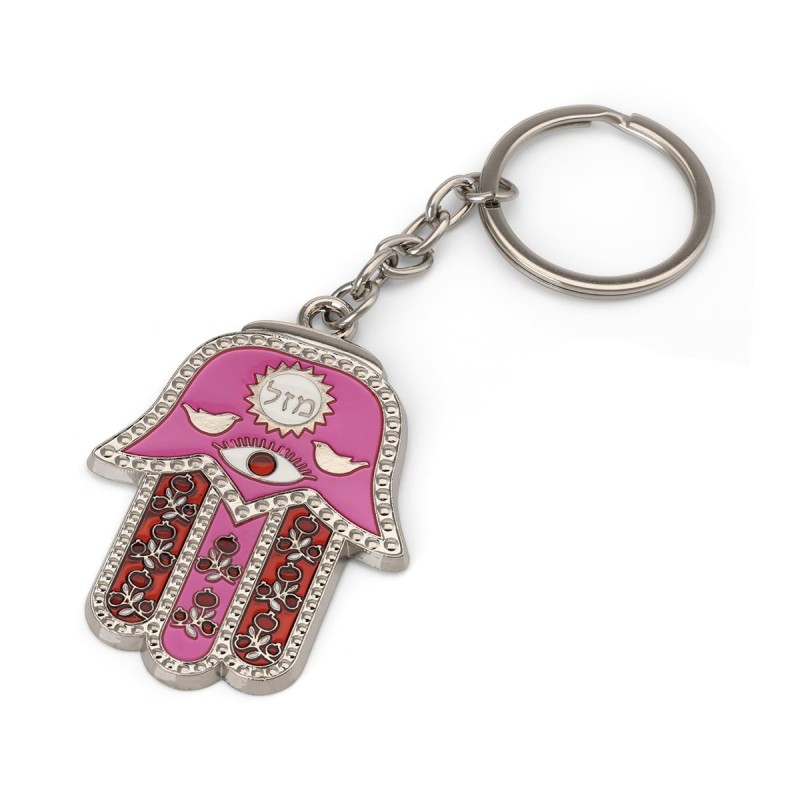 Hamsa Keychain With Tefillat HaDerech (Traveler's Prayer) (Choice of C