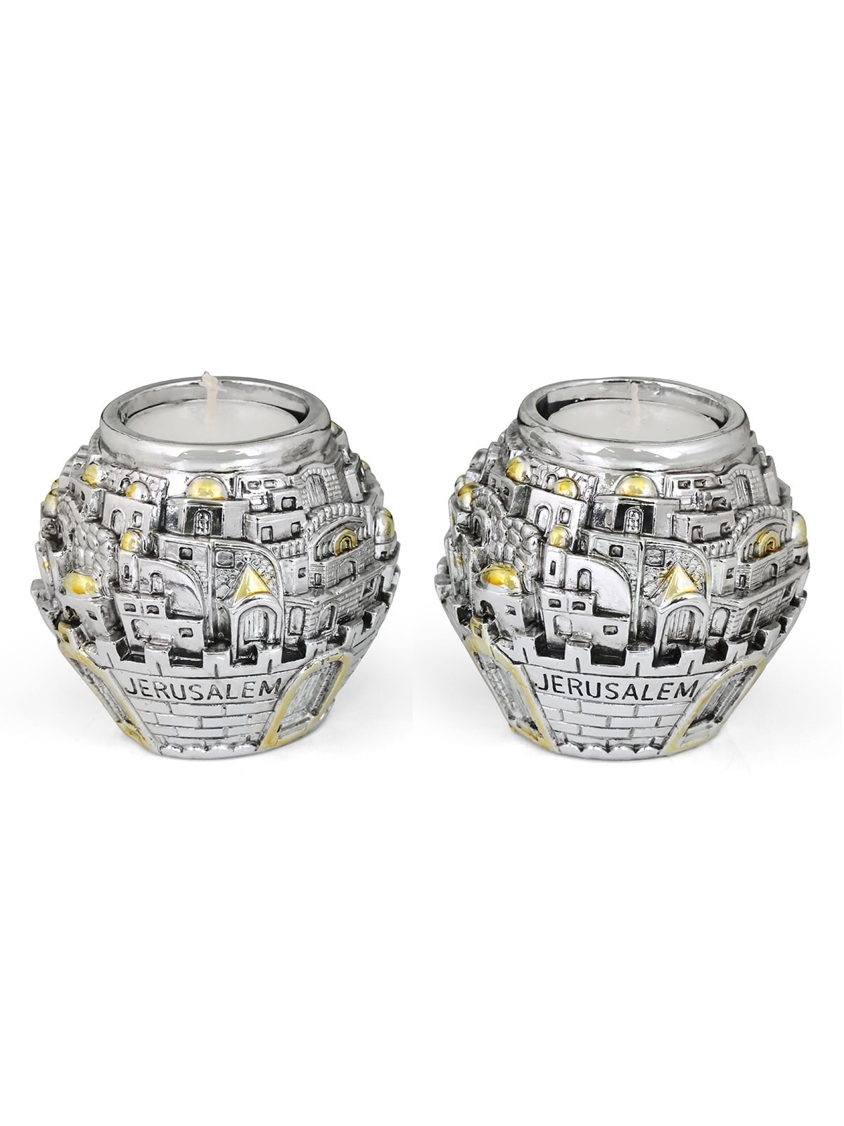 Jerusalem Ball Silver and Gold Candlesticks