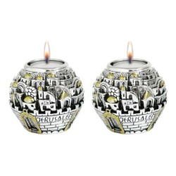 Jerusalem Ball Silver and Gold Candlesticks