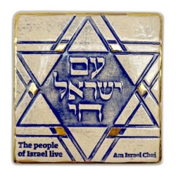 Art In Clay Handmade Am Yisrael Chai and Star of David Ceramic Plaque